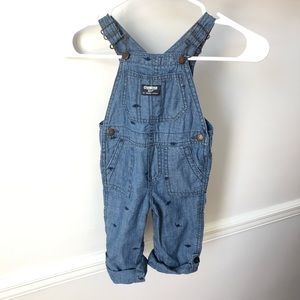 OshKosh B’Gosh Dinosaur Overalls 18 Month Soft Denim Chambray